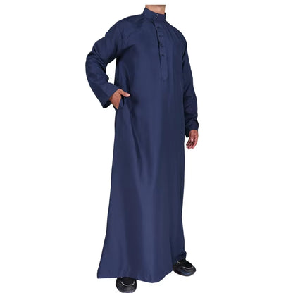 Qamis Man Clothing Islam Djellaba Man Muslim Arab Men Robe Middle Eastern Washed Fleece Robe Jubba Thobe Muslim Styles Fashion