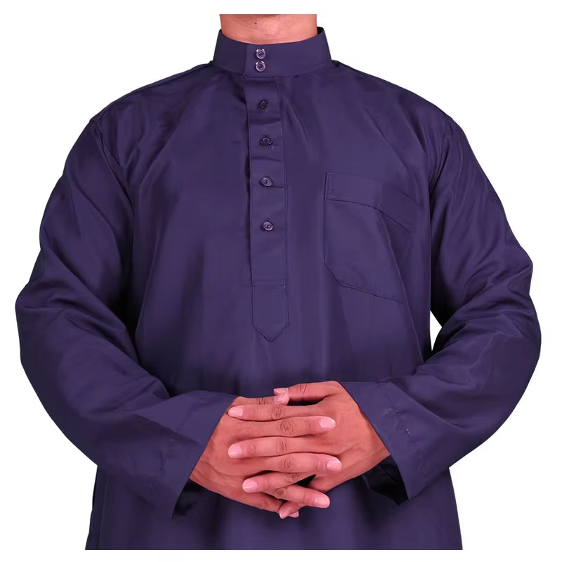 Qamis Man Clothing Islam Djellaba Man Muslim Arab Men Robe Middle Eastern Washed Fleece Robe Jubba Thobe Muslim Styles Fashion